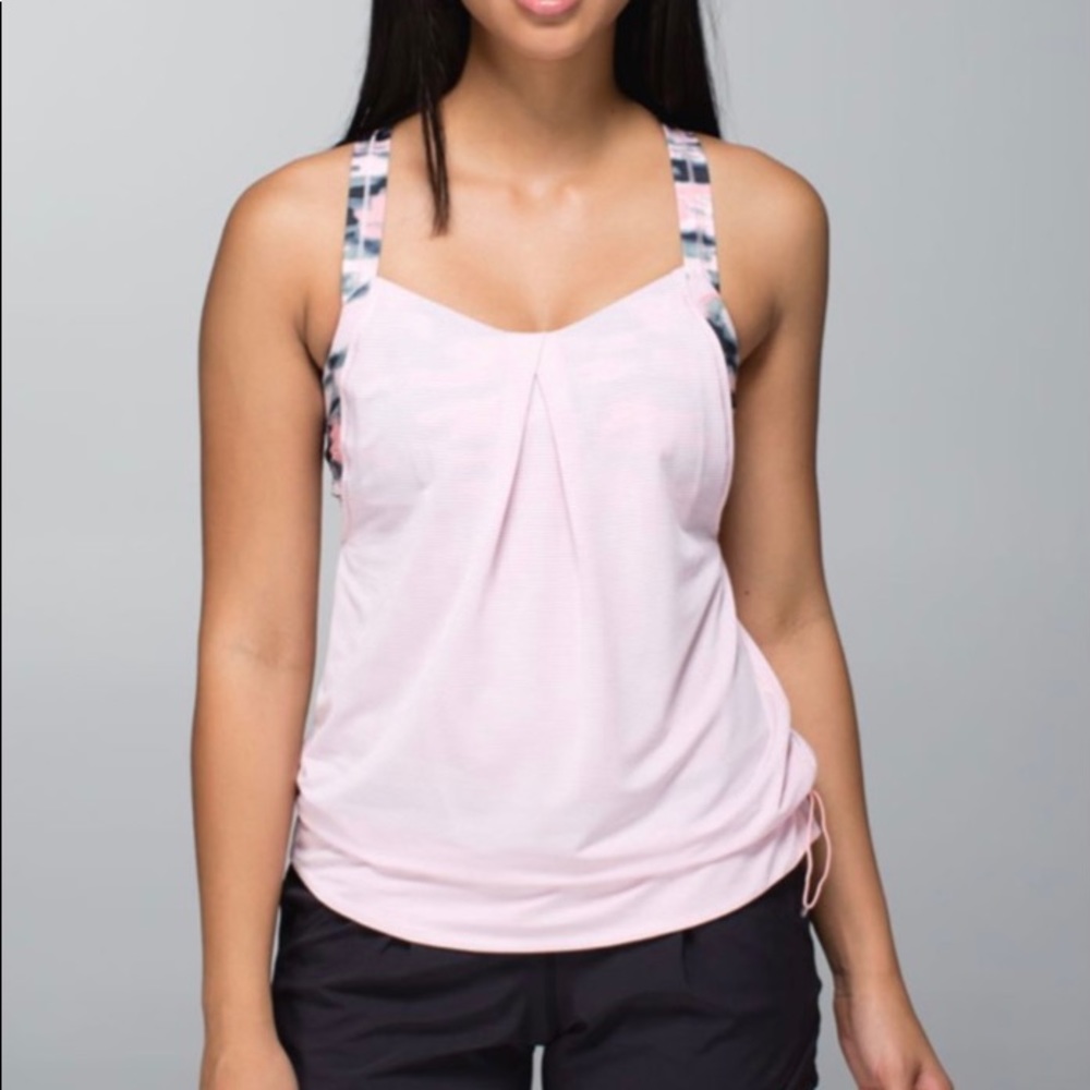 Lululemon Rest Less - pink layered 2 in 1 Tank Top size 2